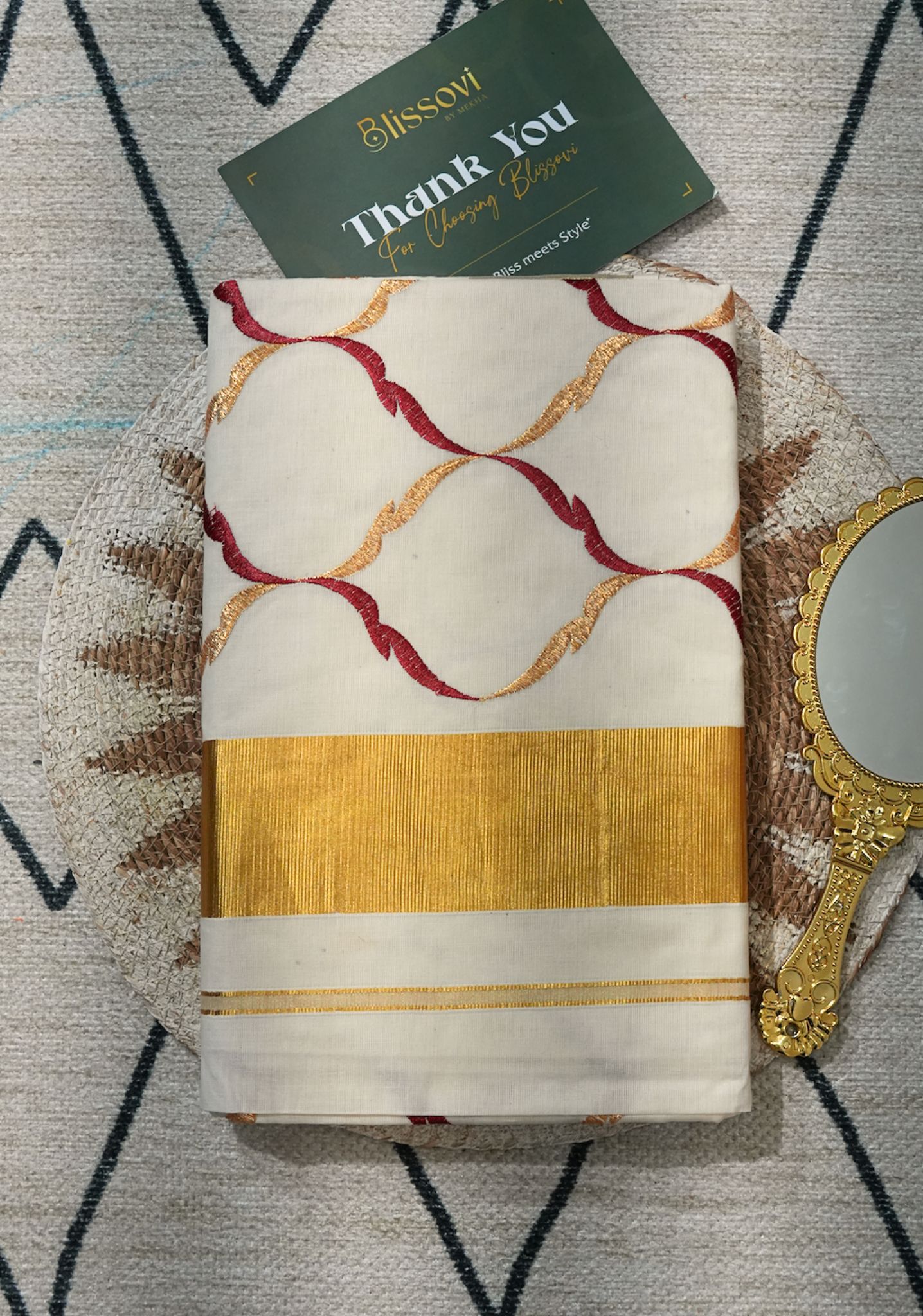 Ananya Trellis Royale Embroidered Kasavu Saree