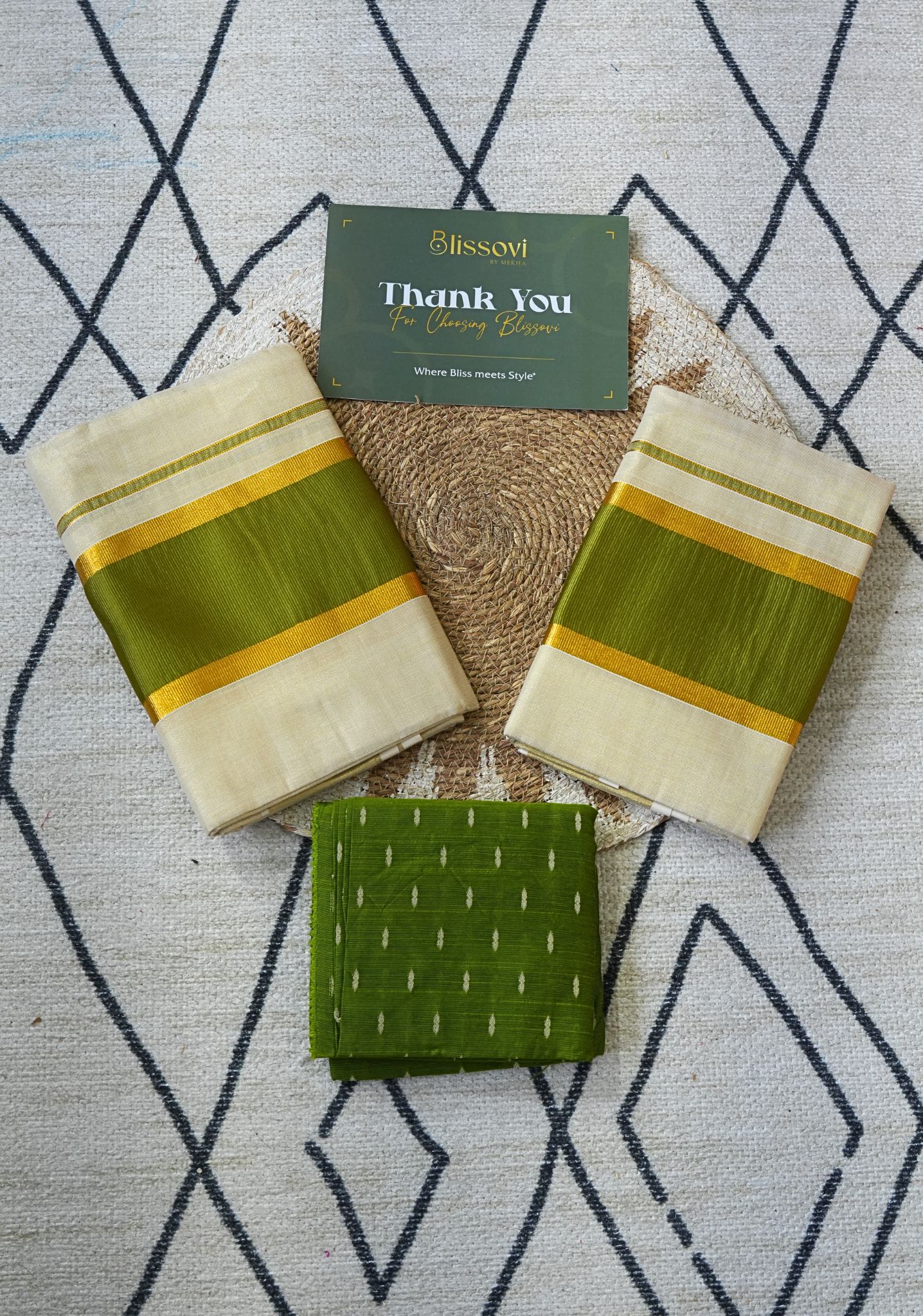 Nila Vanya Olive Heritage Kerala Set Mundu