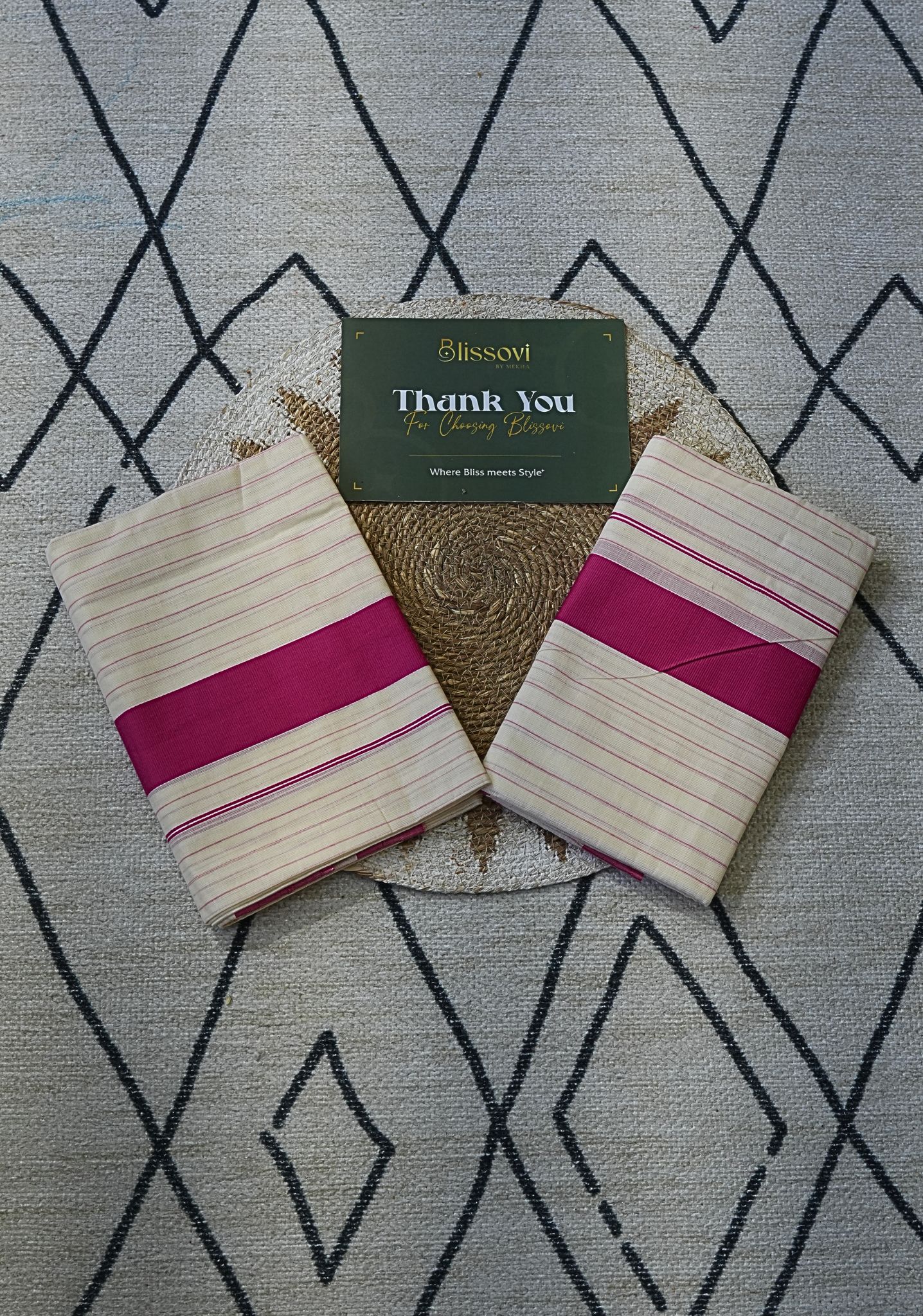 Elara Fuchsia Stripe Set Mundu