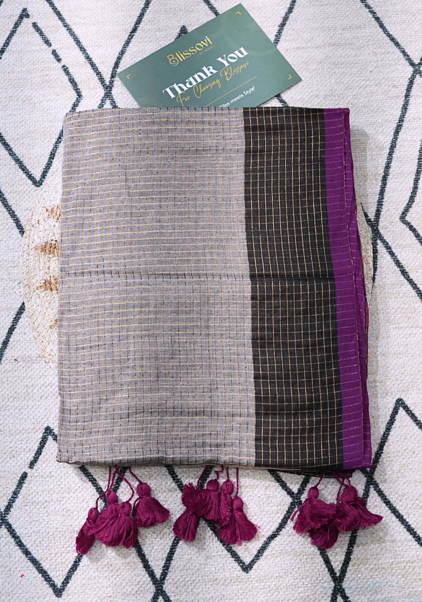 Elara Contrast Symphony Mul Cotton Saree