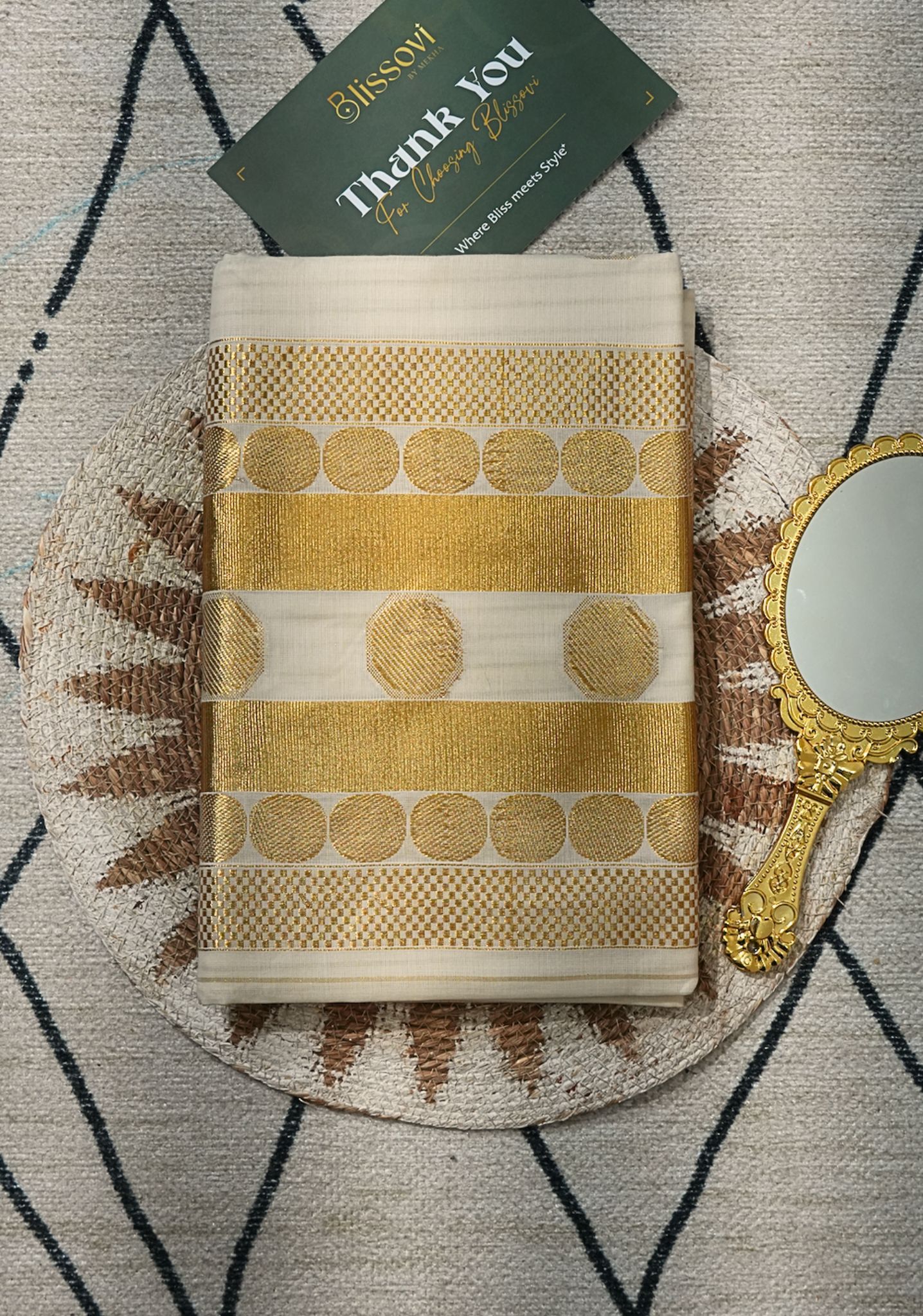 Kalyani Premium Kerala Tissue Kasavu All-Gold Saree