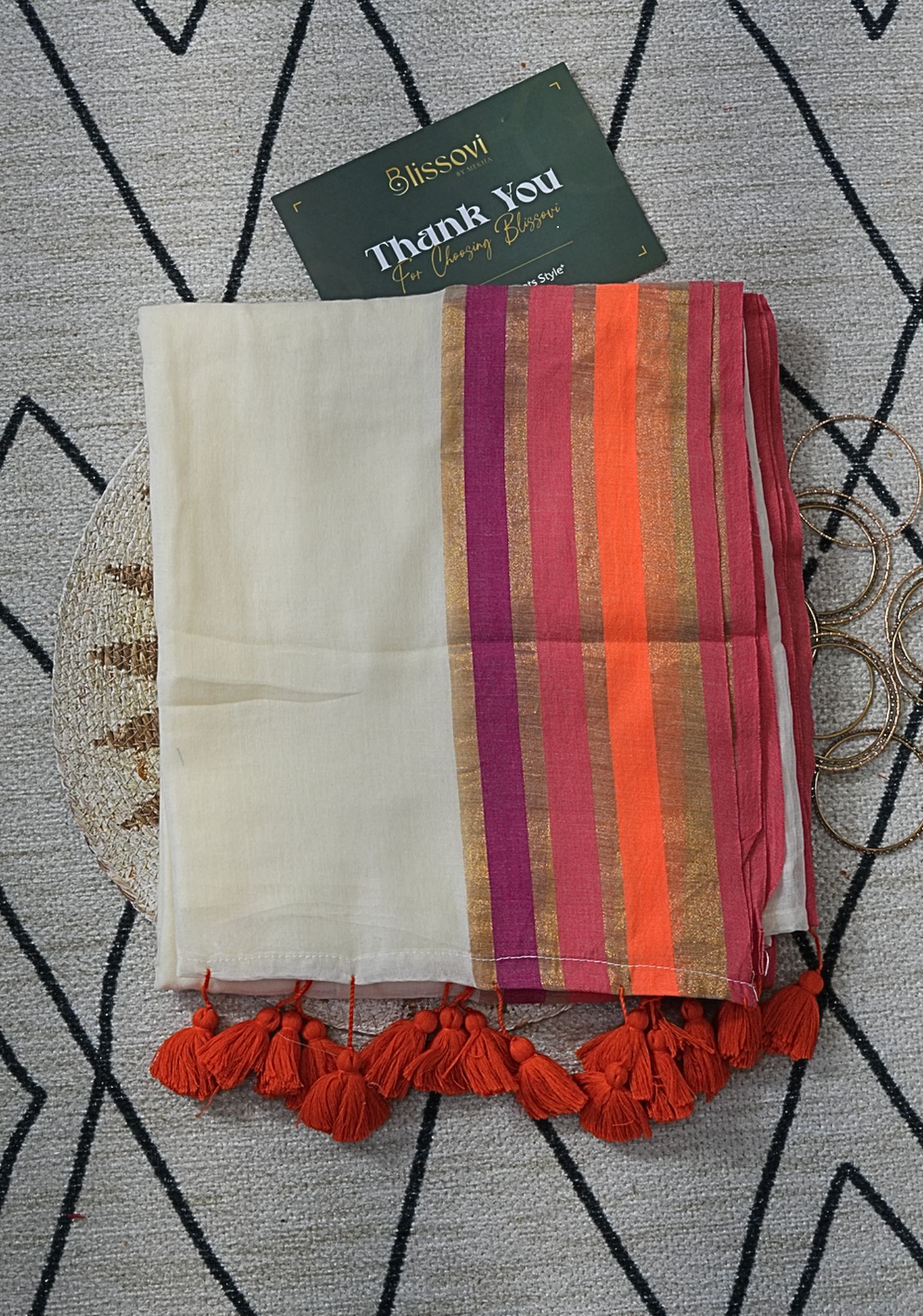 Sruthi (Orange and Pink tassels )